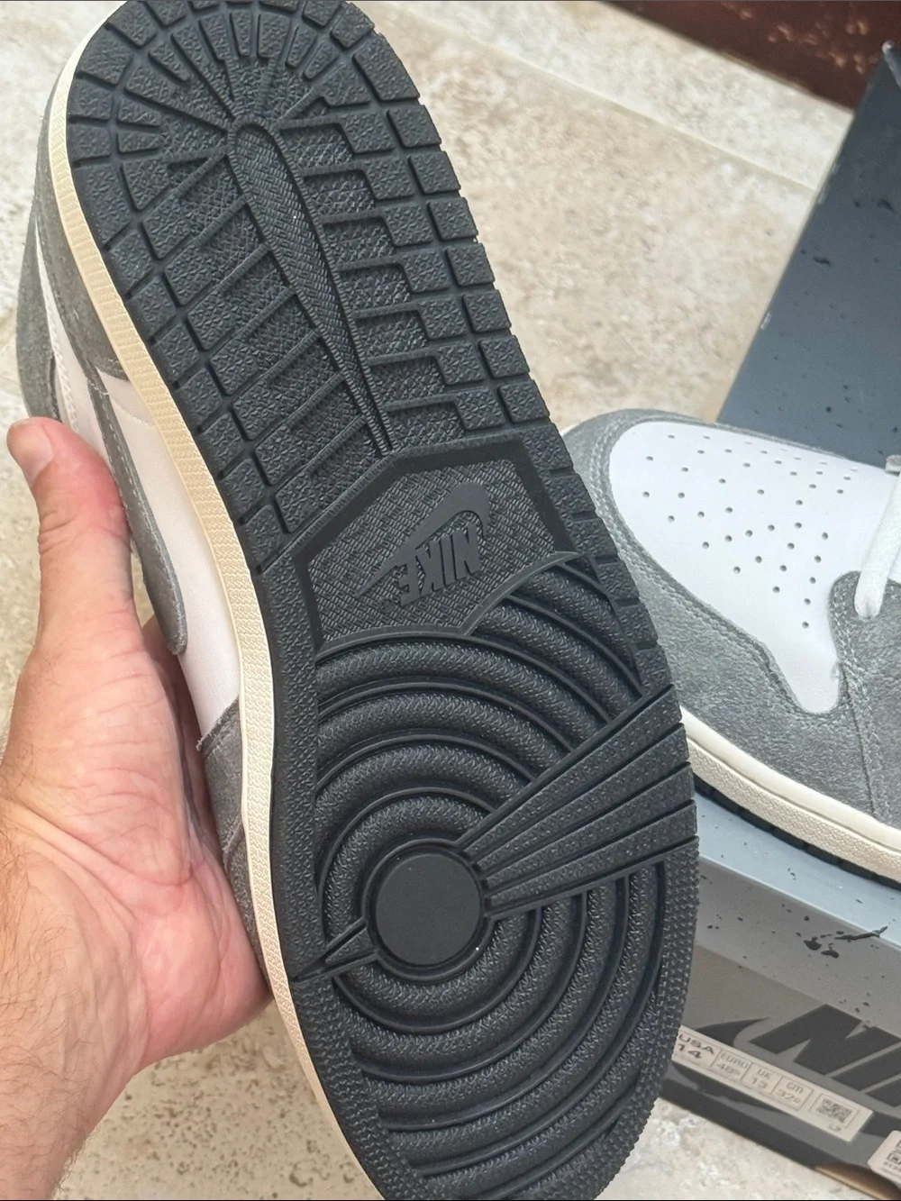 Jordan Air Jordan 1 High White and Gray Suede Men's Sneakers